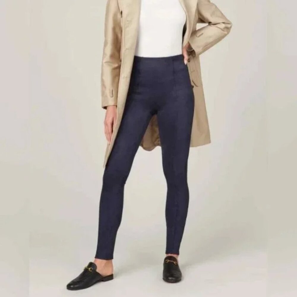 Spanx navy blue faux suede leggings